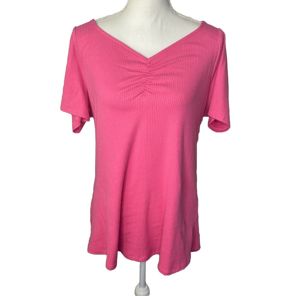 Nwt Lane Bryant Women’s Short Sleeve T-Shirt Top Blouse Size 14/16 Color Pink